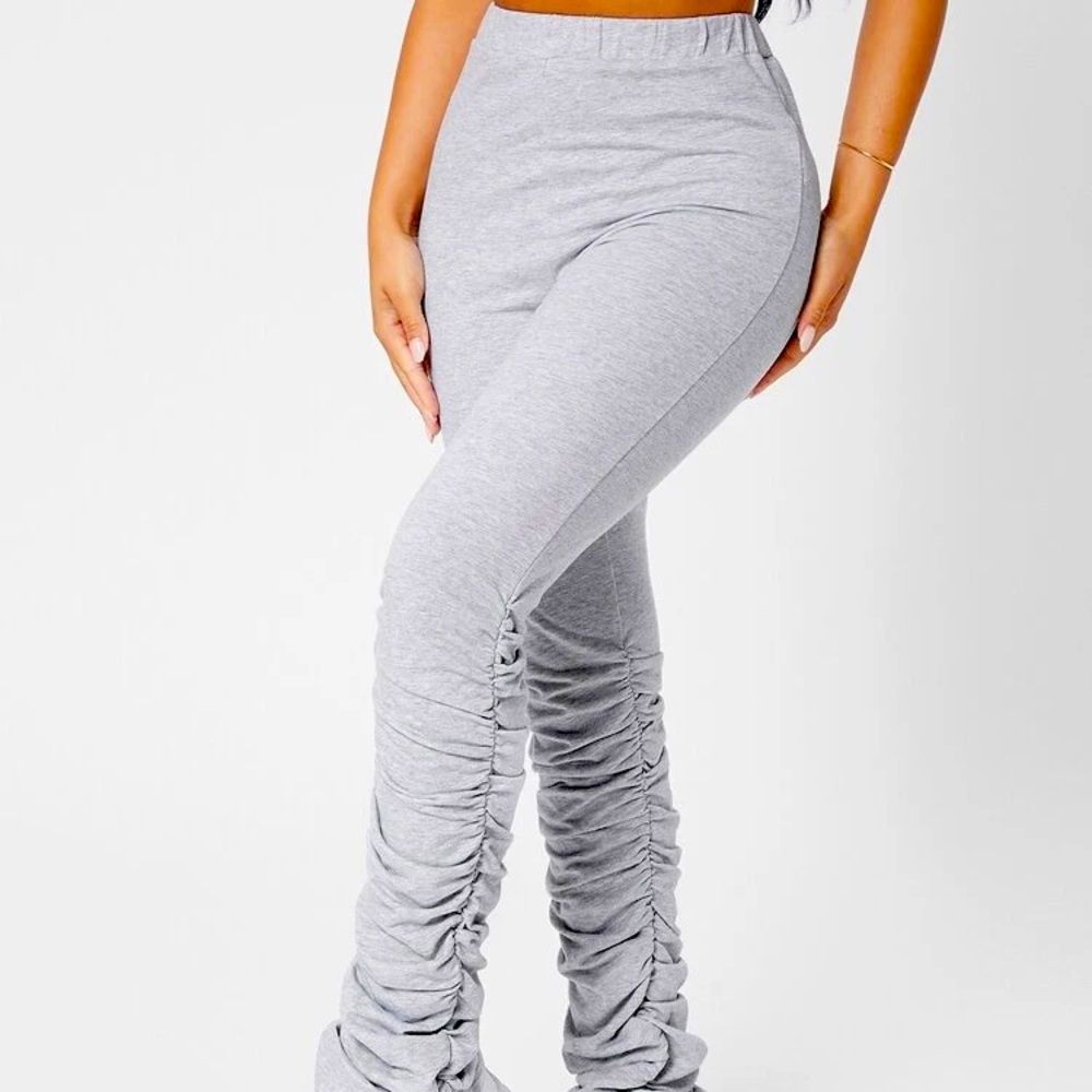 PETITE Elastic Waist Solid Ruched Pants